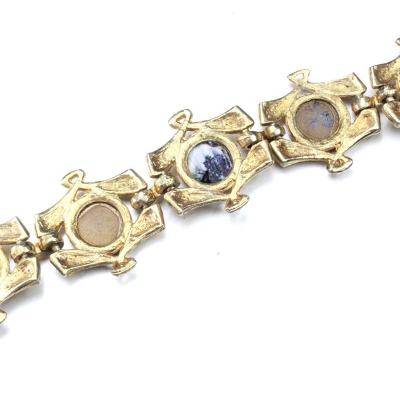 Vintage High End Couture Mixed Materials Mosaic Ceramic Brushed Bracelet - Picture 9 of 9